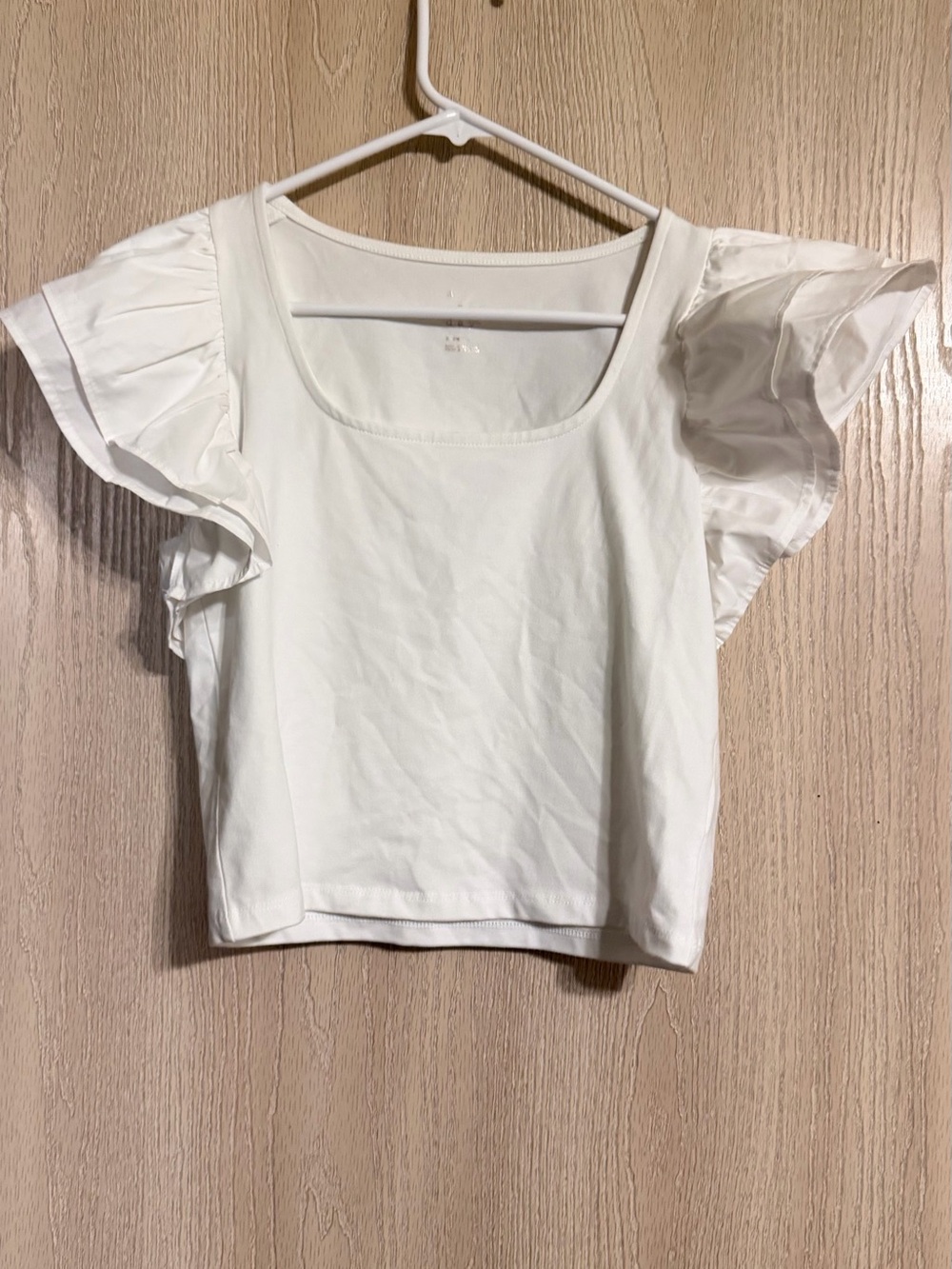 a new day White Ruffle Sleeve Crop Top